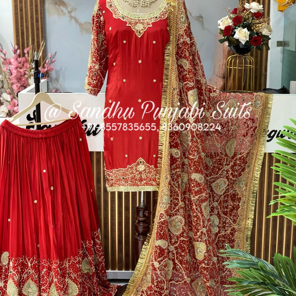 Beautiful bridal sharara suit in Pure crepe and net dupatta