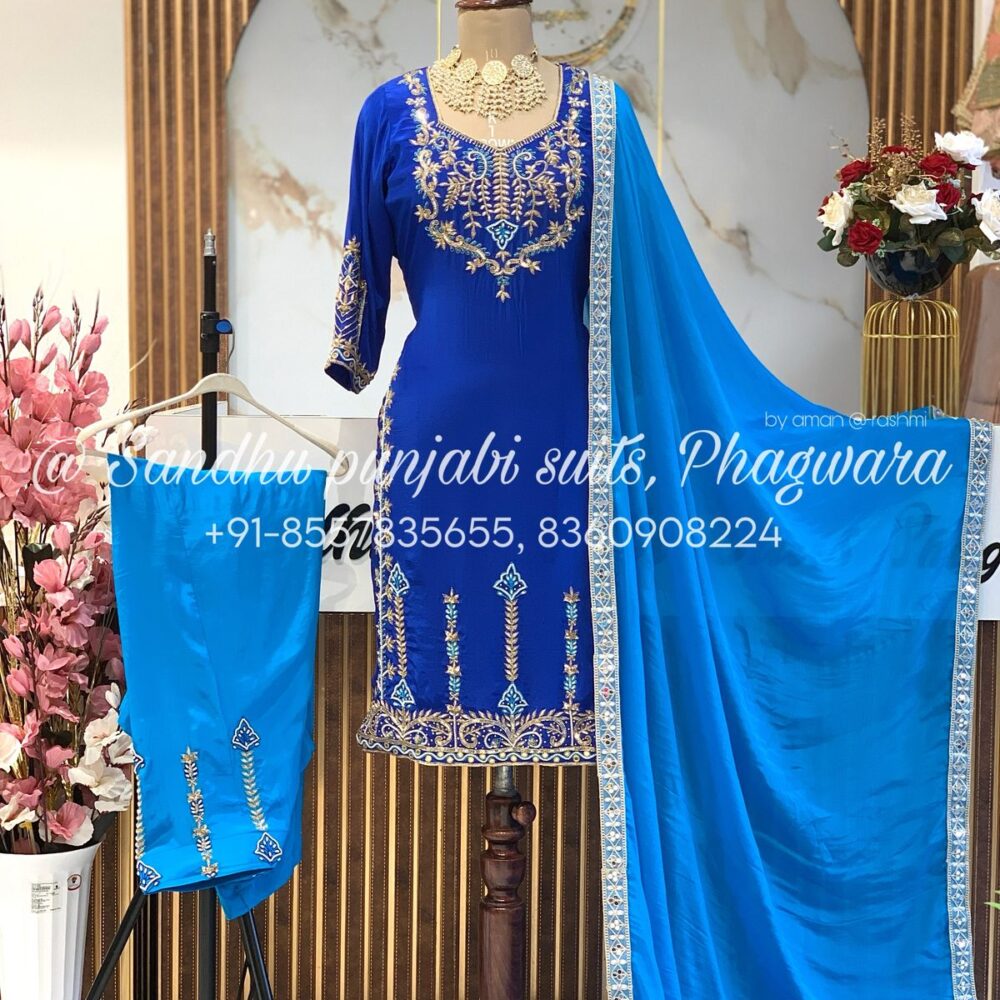 Amazing color combination sardarni style suit in pure crepe