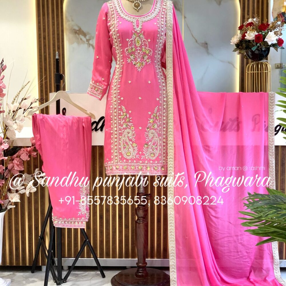 Pink designer salwar suit in silk fabric