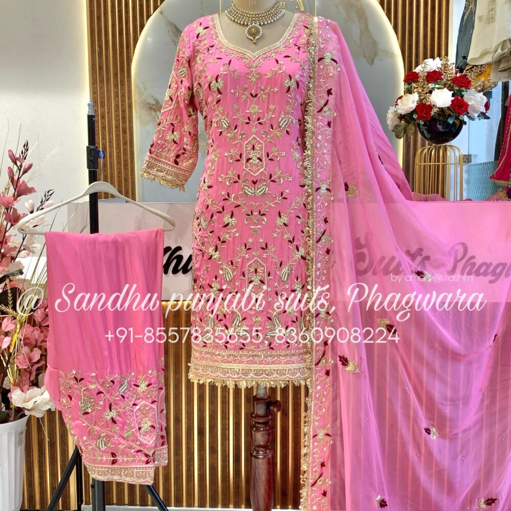 Beautiful bridal and party wear suit on gulab silk
