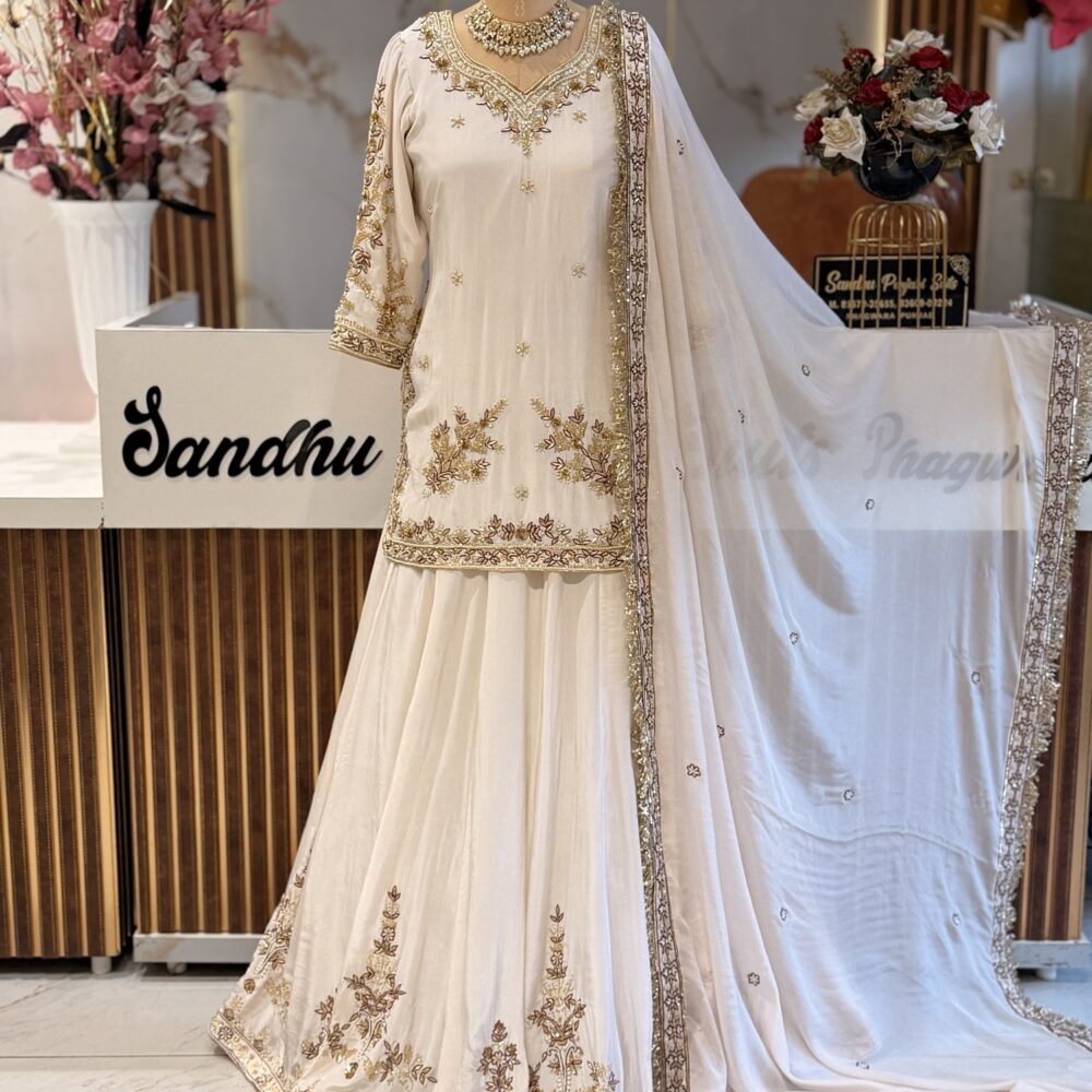 Designer pure crepe lehenga kurti set