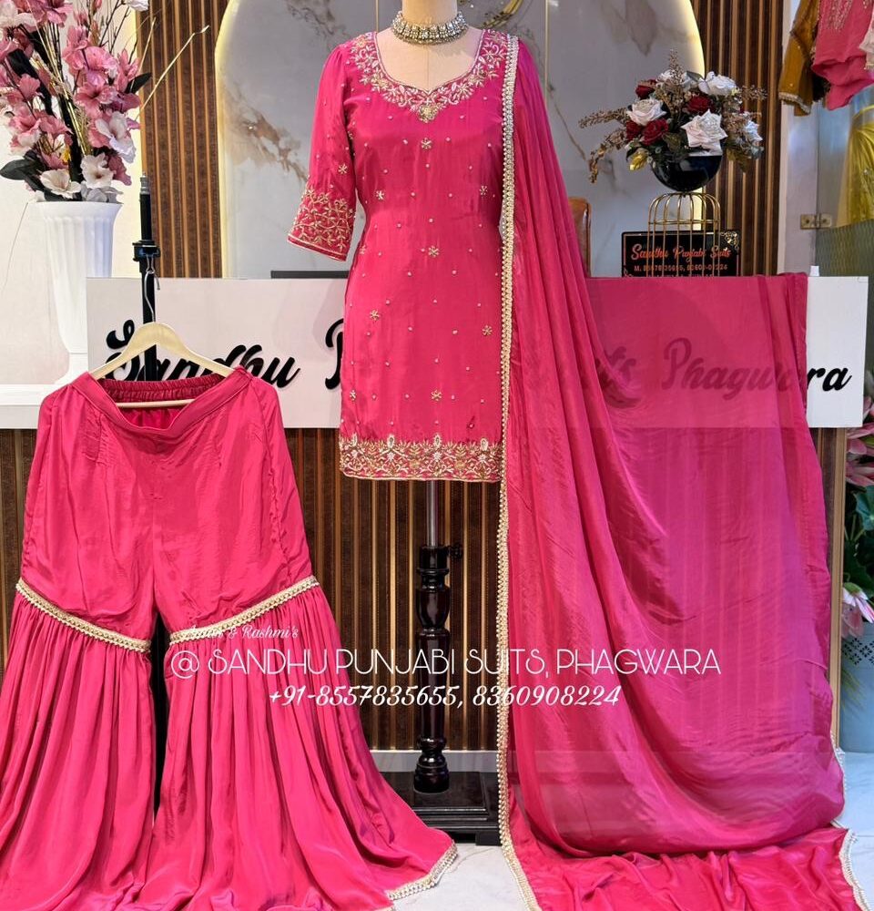 Pure crepe gharara suit for girlish looks